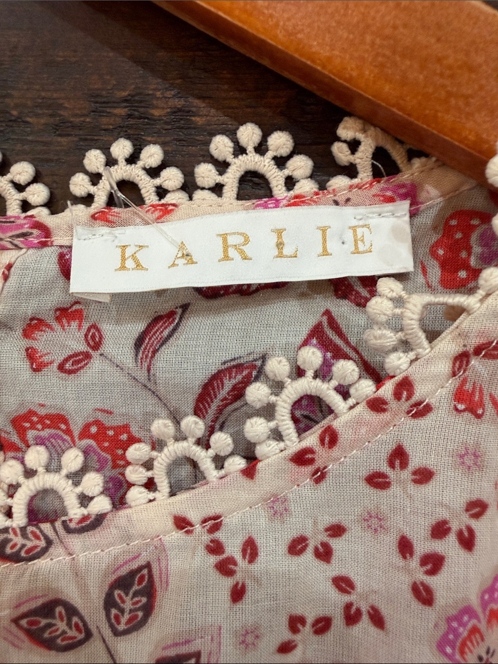 Karlie Boho Floral Paisley Lace Puff Sleeve Blouse M Pink - Picture 8 of 15